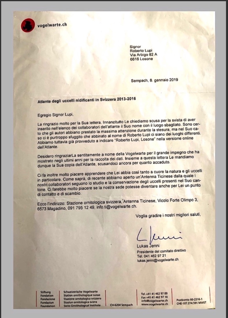 LETTERA DI SCUSE Sempach